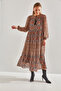 Women's Orange Modest Patterned Lined Hijab Siphon Dress 60151020 - 6