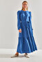 Women's Cobalt blue Modest Three-Layer Flared Ayrobin Fabric Hijab Dress 60151005 - 3