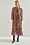 Women's Orange Modest Patterned Lined Hijab Siphon Dress 60151020