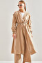Women's Beige Modest Hijab Cap with Elastic Waist and Snap Fasteners 60151007 - 3