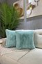 Plush Rabbit Throw Pillow Cover Imported Premium Fabric - Mint Green (square) - 3