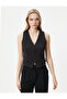 V-Neck Vest with Clasps and Flap Pockets - 3
