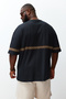 Büyük Beden Siyah Oversize/Geniş Kesim %100 Pamuklu Etnik Nakışlı Rahat T-Shirt TMNSS24BF00008 - 6