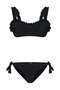 Siyah Fırfırlı Bralette Kaplı Regular Normal Bel Bikini Takımı TBESS24BT00101 - 6