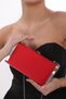 Red Color Satin Fabric Metal Case Women's Evening Dress Clutch Portfolio Wedding Engagement Henna Evening Bag
