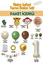 Retro Safari Theme Coffee Shades Balloon Set Forest Animals Giraffe Monkey Cream Number Foil Balloon - 2