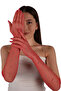 Elegant Bright Jewelled Bridal Wedding Gloves Red - 3