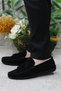 31019 Black Suede Genuine Leather Loafer Men's Ballerina Shoes - 3