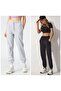 2-Piece Jogger Sweatpants Black and Gray Rubber Leg High Waist - 2