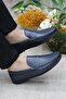 31020 Navy Blue Leather Genuine Leather Loafer Men's Ballerina Shoes - 5