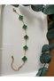 Steel Bracelet with Green Stone (Clover Model) - 3