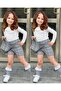 Girl's Plaid Gray Shorts Skirt and Badi Double Set - 2