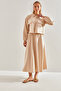 Women's Beige Modest Skirted Top and Bottom Hijab Set 60151016 - 3