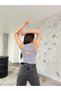 Women's Corded Crew Neck Back Window Detailed Fitted/Fitted Crop Top Blouse - 4