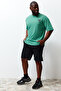 Large Size Green Embroidered Oversize Cotton T-Shirt - Tmnss24Bf00025 - 2