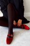 Velvet Velvet Closed Back Single Band Square Toe Women's Ballerina Shoes with Helmet Mary Jane - 3