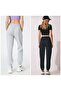 2-Piece Jogger Sweatpants Black and Gray Rubber Leg High Waist - 4