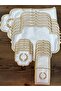 Başak Cream Gold 12-Person 37 Piece Tablecloth Runner Set Embroidered Leather Dining Presentation Set - 2