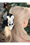 Imported Luxury Large Double Sided Rhinestoned Fabric Bow Plush Toy Rabbit Peg Buckle Black White no1 - 3