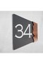 Woodenseri Horizontal Plexi Wooden Detailed Uv Printed Apartment Apartment Hotel Office Door Number Door No:34 - 2