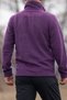 Purple Color Single Robe Three Pocket Zippered Fleece Cardigan - 3