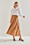 Women's Camel Elastic Waist Flared Skirt 60151019 - 7