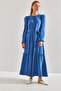 Women's Cobalt blue Modest Three-Layer Flared Ayrobin Fabric Hijab Dress 60151005 - 4