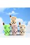 Imported luxury cute fluffy plush milkshake beverage bottle hanging keychain stress ball beige cream white - 4