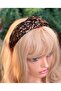 French model imported large bright leaf leopard print knotted crown women's children's crown - 3