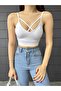 Women's Front Cross Rope Strap Padded Crop Top Bustier - 5