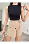 Women's Corded Crew Neck Zero Sleeve Fitted/Fitted Crop Top Blouse - 6