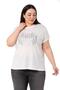 Large Size Shiny Printed Crew Neck White T-shirt - 5