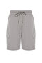 Gray Oversize/Wide Cut Hidden Cord Elastic Waist Cargo Pocket Label Shorts Tmnss24Sr00018 - 7
