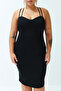 Black Heart Collar Strap Knitted Dress TBBSS24AH00089 - 4