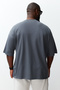 Büyük Beden Antrasit Oversize/Geniş Kesim %100 Pamuklu T-Shirt TMNSS23TS00139 - 6