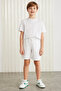 CLIFFORDGRM Cotton Corded Elastic Waist 2-Piece Damson - White Shorts CLIFFORDGRM24009