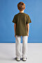 LORENZ-00% cotton short sleeve boy Khaki T-Shirt - 6