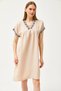 Women's Jewel Collar Lace Linen Content Dress ELB-19002077 - 3