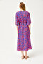 Women's Cobalt Blue Double Breasted Collar Bat Waist Elastic Woven Dress ELB-19002084 - 2