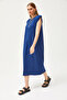 Women's Navy Blue Shoulder Padded Crystal Dress Elb- 19002086 - 3