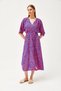 Women's Cobalt Blue Double Breasted Collar Bat Waist Elastic Woven Dress ELB-19002084 - 3