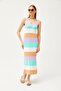 Women's Lilac Strap Striped Side Slit Knitwear Dress ELB-19002069 - 5