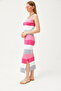 Women's Candy Pink Strap Striped Side Slit Knitwear Dress ELB-19002069 - 3