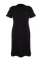 Siyah Nakış Detaylı Örme Maxi/Uzun %100 Pamuk T-shirt Elbise TBBSS24AH00084 - 7