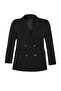 Siyah Oversize/Bol Kesim Astarlı Kruvaze Kapama Dokuma Blazer Ceket TBBSS24AG00002 - 8