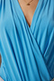 Women's Sky Blue Wraped Collar Padded Snap Knitted Blouse ZH00014 - 6