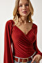 Women's Tile Elastic Balloon Sleeve Sandy Knitted Blouse FF00154 - 2