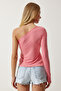 Women's Light Pink Single Shoulder Gather Detailed Knitted Blouse ZH00032 - 6