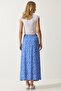 Women's Blue Patterned Slit Viscose Skirt UB00246 - 7