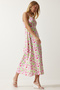 Women's Green Pink Strap Patterned Viscose Dress UB00236 - 3
